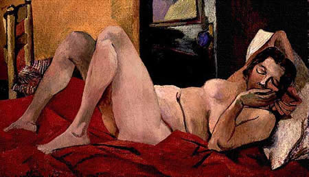 Desnudo italiano modernista, óleo en tela por Guttuso.