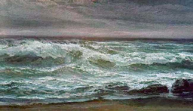 Cuadro al óleo, paisaje marino por el maestro Perot.