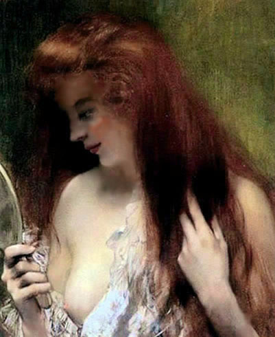 Dama y espejo, clasicismo modernista por Gervex.