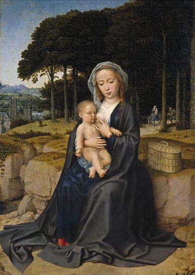 Virgen y niño en estilo gótico mezclado con barroco por David.