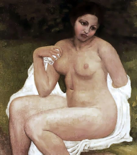 Mujer desnuda a manera expresionista por Baton.