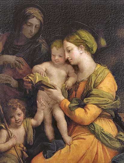 Retrato alegórico religioso, pintura preclásica del barroco por el italiano Maratta. 