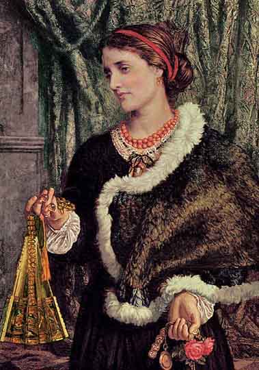 Retrato de mujer por el pionero del prerrafaelismo inglés Holman Hunt. 