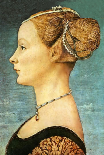 Perfil de mujer pintado por el florentino del siglo XV Pollaiuolo. 