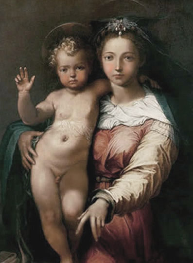 Virgen y niño, obra manierista florentina por Del Vaga.