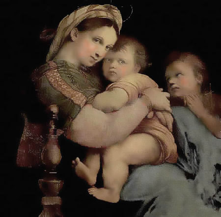 Arte italiano, madonna y niño por el maestro Rafael.