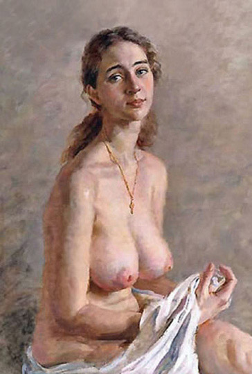 Retrato de joven, desnuda al óleo por Lyapkalo.