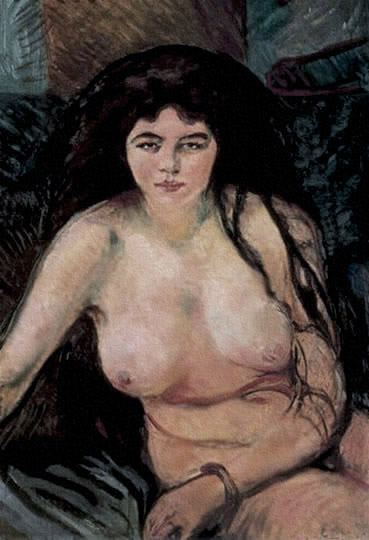 Retrato desnudo, pintura expresionista por el noruego Munch.