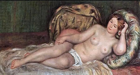 Muchacha desnuda al estilo impresionista por Renoir.