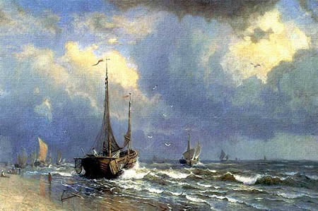 Pintura estadounidense, vista marina por Haseltine.