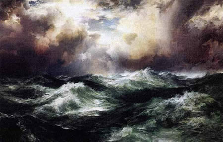 Pintura realista del mar por Moran.