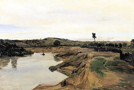 Paisaje en Italia, cuadro pre-impresionista francés por Corot.