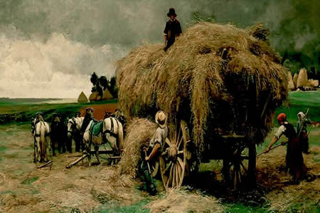 Paisaje con campesinos, realismo por el francés Dupré.
