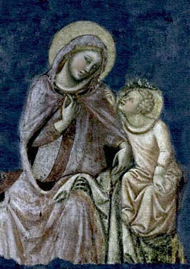Madonna y el niño, cuadro religioso pintado por el italiano Da Bologna.