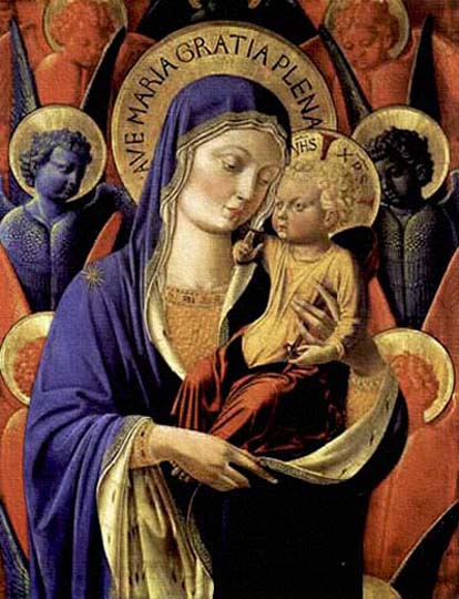 Madonna pintada en el siglo 15, obra religiosa de Gozzoli. 