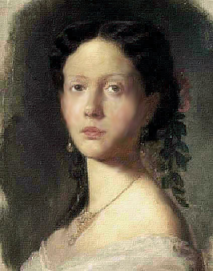 Retrato de dama, óleo neo-realista por De Madrazo y Kuntz.
