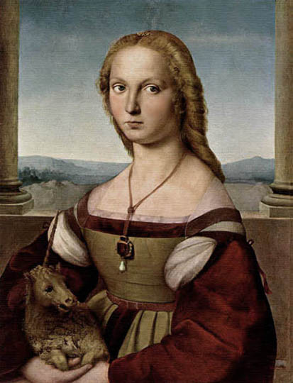 Dama renacentista retratada por Rafael.
