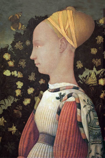 Retrato de mujer gótica, tela al óleo por Pisanello.