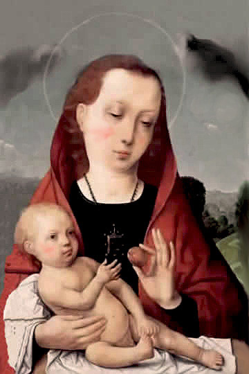 Virgen y niño en estilo del renacimiento flamenco, por De Flandes.