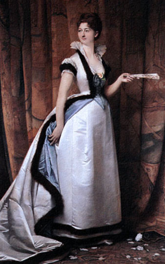 Dama en traje de gala del neoclásico retratada por Lefèvre.