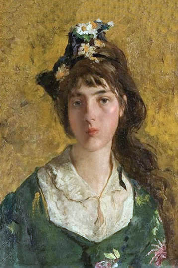 Retrato pre-impresionista romántico por el italiano Bianchi.