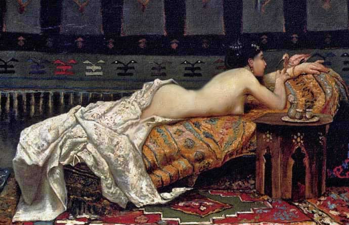 Desnudo orientalista del siglo XIX por Michetti.