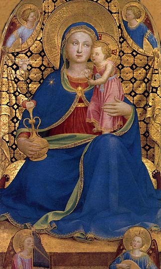 Madonna en témpera y oro en madera, por Fray Angélico.