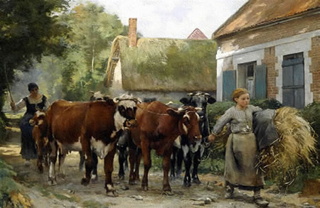 Escena de campo, pintura realista por Dupré.